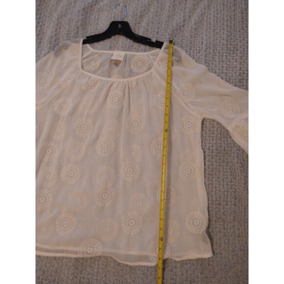 Knox Rose sheer flared sleeve top Cream Md Feminine Beachy Cottage Core - Picture 6 of 9